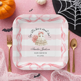 Plato De Papel rosa lindo fantasma pequeña ducha bebé Invitación