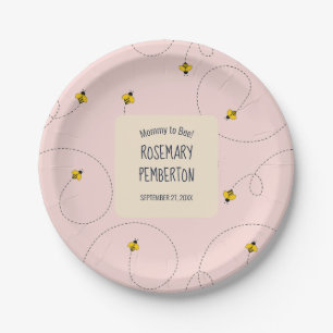 Plato De Papel Rosa mami to bee Baby Shower rosado