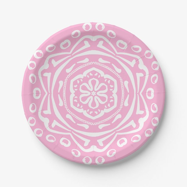 Plato De Papel Rosa Mandala (Anverso)