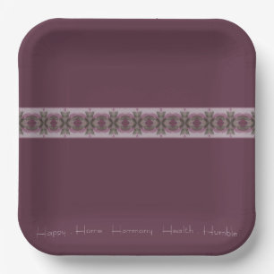Plato De Papel Rosa Morado Y Plaza Verde