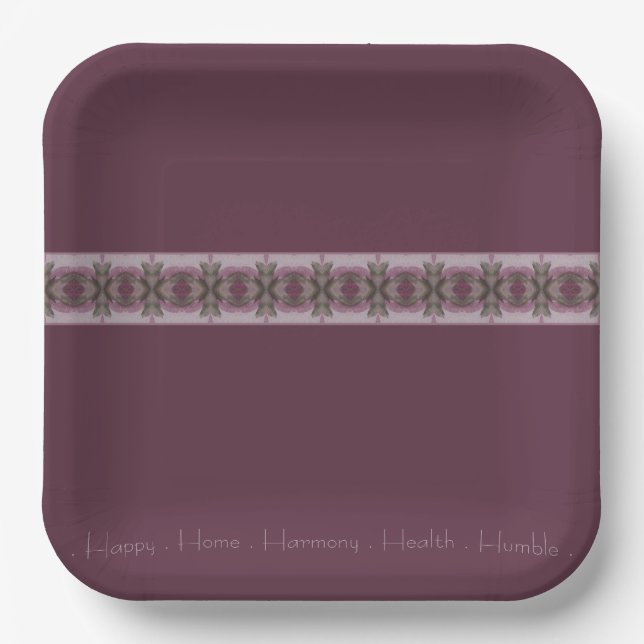 Plato De Papel Rosa Morado Y Plaza Verde (Anverso)