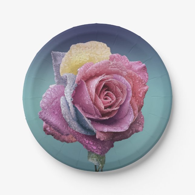 Plato De Papel Rosa multicolor (Anverso)