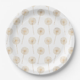 Plato De Papel Rosa oro dandelion desear fondo blanco