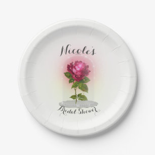 Plato De Papel Rosa Roja Mágica Cumpleaños Personalizado
