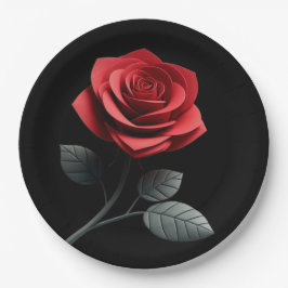 Plato De Papel Rosa roja única-