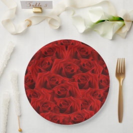 Plato De Papel Rosa Rojo Romántico