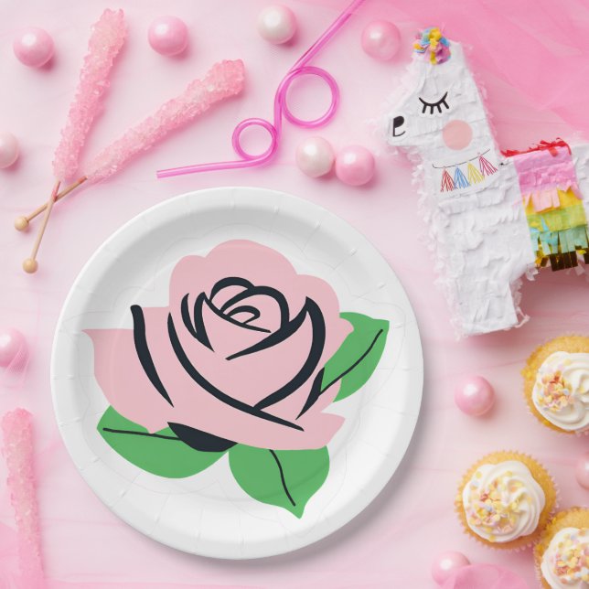 Plato De Papel Rosa rosa bebé (Fiesta)