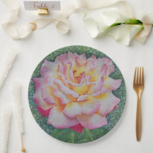 Plato De Papel Rosa Rosa en Primavera (Boda)