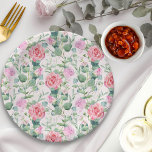 Plato De Papel Rosa rosa floral Elegante Fiesta de té<br><div class="desc">Placas de papel floral cubiertas de rosas rosadas bonitos. Decoración acuática perfecta para fiestas de jardín, fiestas de té, duchas para bebés, duchas de novias y fiestas de cumpleaños. Para coordinar invitaciones, papelería, juegos y decoración del día del evento, por favor navegue por mi colección de Baby Shower de Fiesta...</div>
