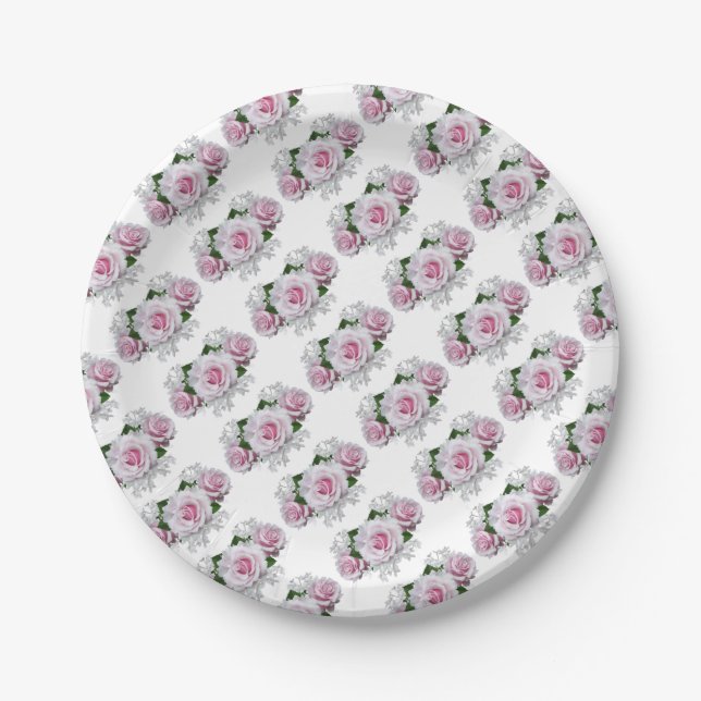 Plato De Papel Rosa Rosa Rosa Bouquet (Anverso)