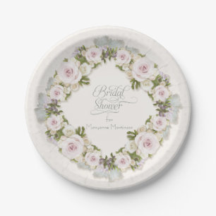 Plato De Papel Rosa Rubor Sage Succuly Greenery Bridal Shower