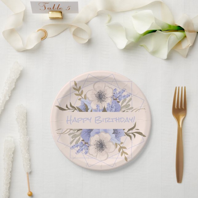 Plato De Papel Rosa salvaje de 5 Petales de Peach Violet (Boda)