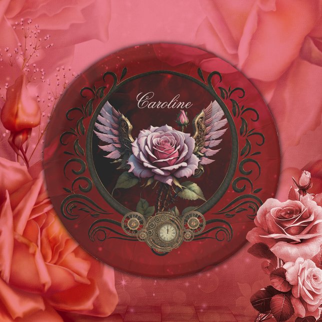 Plato De Papel Rosa Steampunk (Subido por el creador)