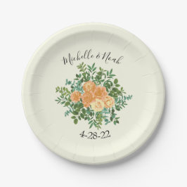 Plato De Papel Rosa Vintage de Peach Ivory Boda