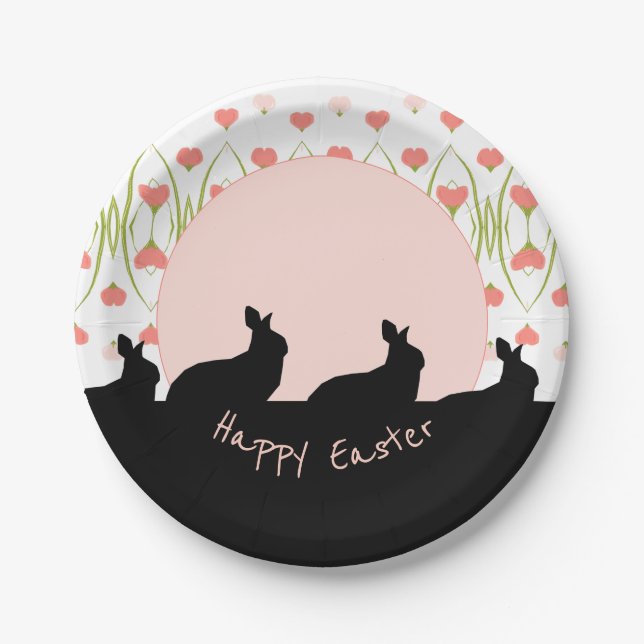 Plato De Papel Rosa Y Blanco (Anverso)