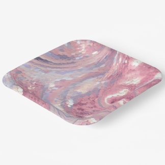 Plato De Papel Rosa y púrpura iridiscentes