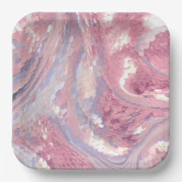 Plato De Papel Rosa y púrpura iridiscentes 