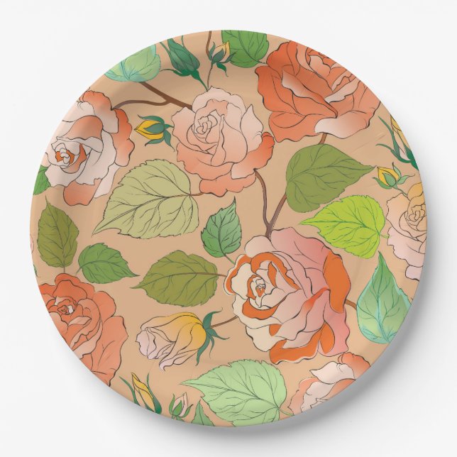 Plato De Papel Rosas 21 (Anverso)