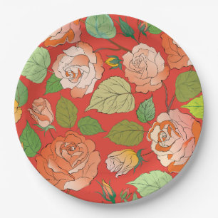 Plato De Papel Rosas 26