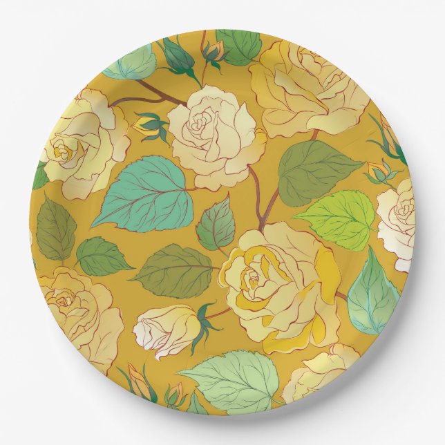 Plato De Papel Rosas 7 (Anverso)