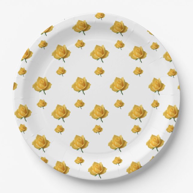 Plato De Papel Rosas Amarillas (Anverso)