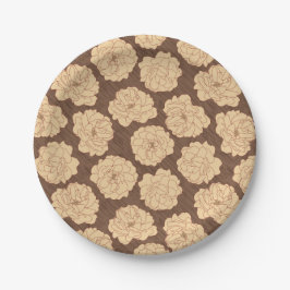 Plato De Papel Rosas barrocos de nogal marrón - sin costuras.