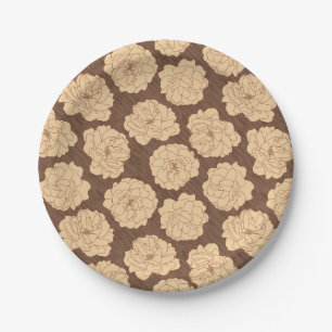 Plato De Papel Rosas barrocos de nogal marrón - sin costuras.
