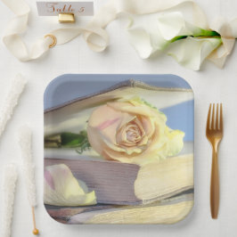 Plato De Papel Rosas blancas