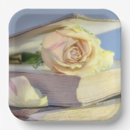 Plato De Papel Rosas blancas