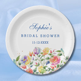 Plato De Papel Rosas brillantes rosados Lilac modernos duchas de 