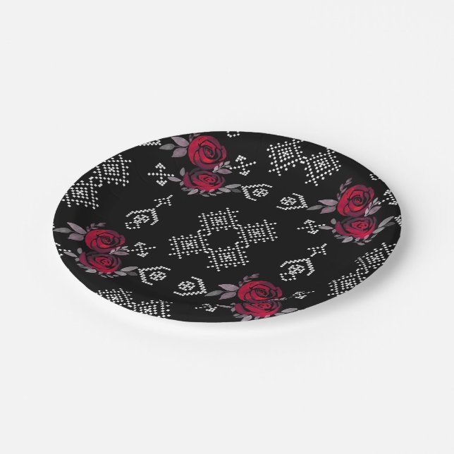 Plato De Papel Rosas de acuarela retro vintage (Angular)