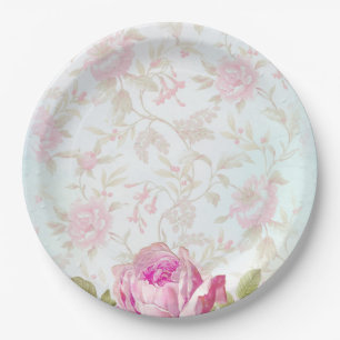 Plato De Papel Rosas de época