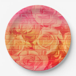 Plato De Papel Rosas de ladrillo 17 placas Fiestas de papel lamin
