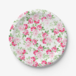Plato De Papel Rosas de moda blancos rosados modernos románticos