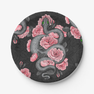 Plato De Papel Rosas de serpientes y melocotones