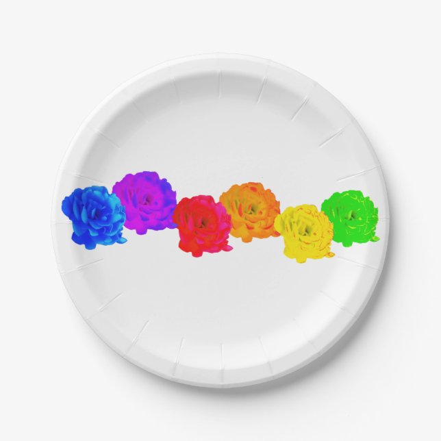Plato De Papel Rosas del arcoiris (Anverso)