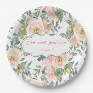 Plato De Papel Rosas Elegantes Chic, Mensaje Motivacional   