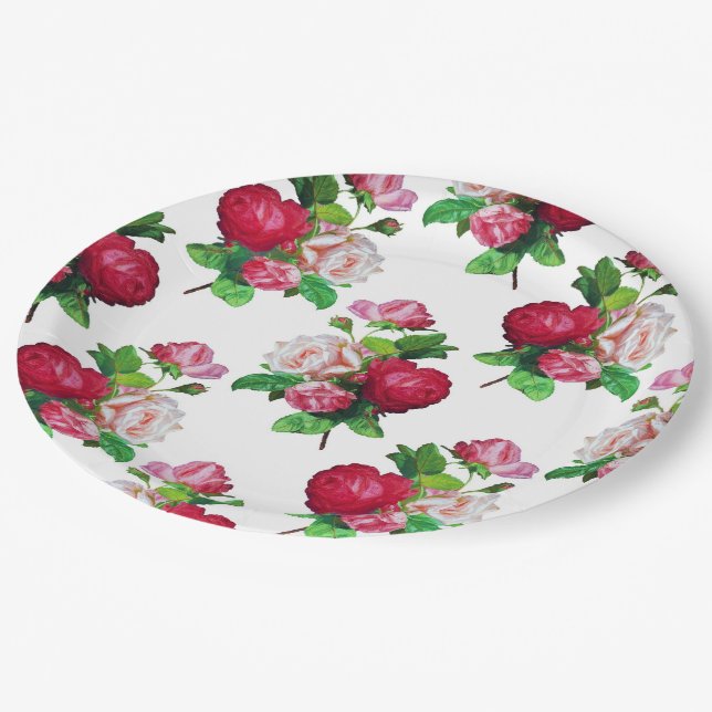 Plato De Papel Rosas en Abundancia (Angular)