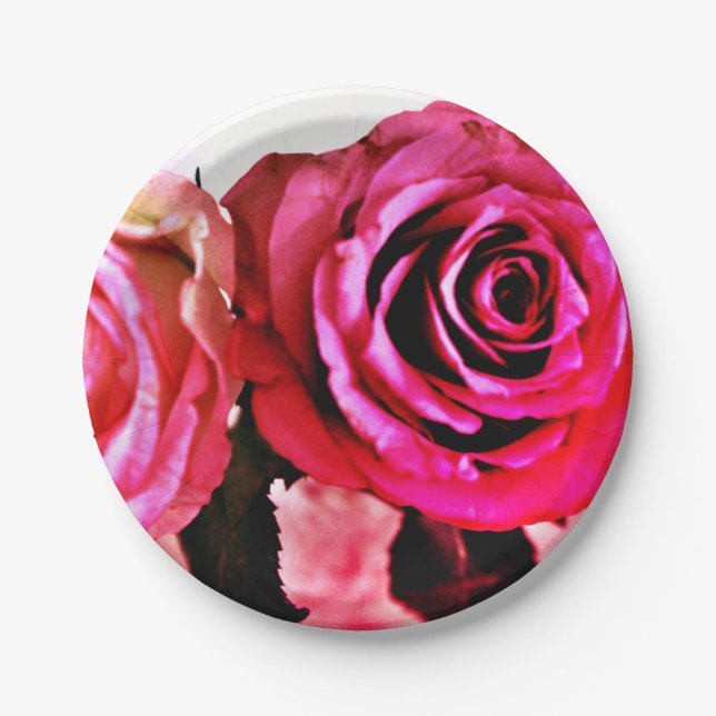 Plato De Papel Rosas en auge (Anverso)