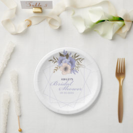 Plato De Papel Rosas geométricas pastel de durazno violeta para d