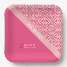 Plato De Papel Rosas geométricos Placas de papel Boda rojo