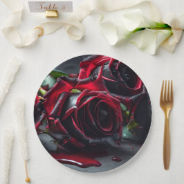 Plato De Papel Rosas góticos