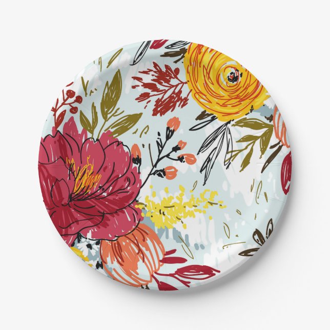 Plato De Papel Rosas Hermosas (Anverso)