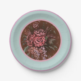 Plato De Papel Rosas memorables