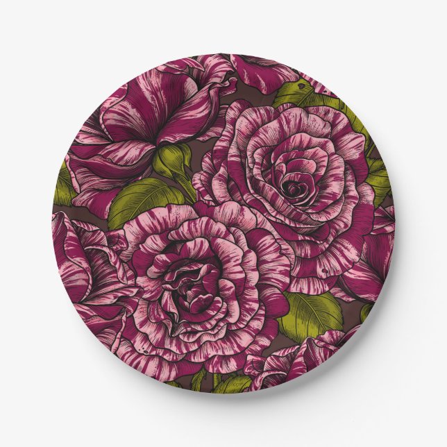 Plato De Papel Rosas para ti (Anverso)