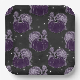 Plato De Papel Rosas PURPLE & BLACK HALLOWEB PUMPKINS
