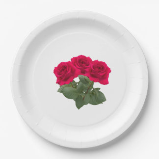 Plato De Papel Rosas rojas