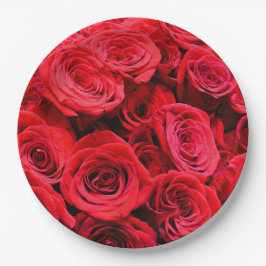 Plato De Papel Rosas rojas