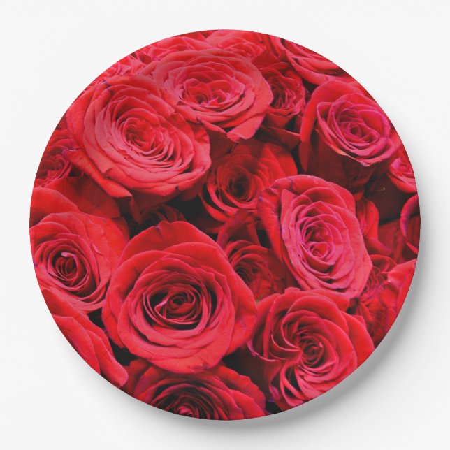 Plato De Papel Rosas rojas (Anverso)