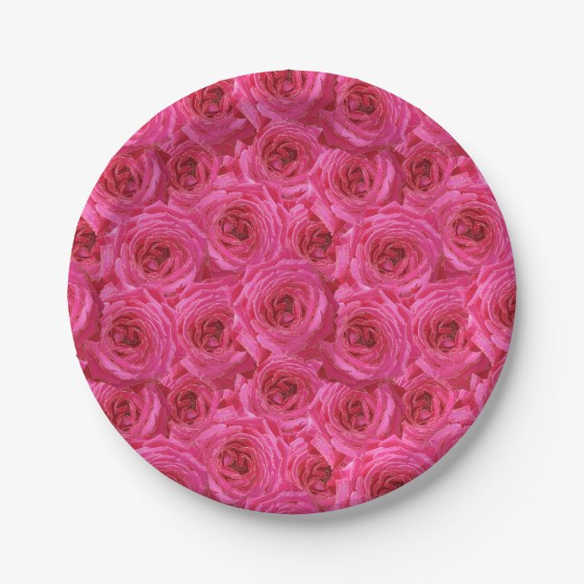 Plato De Papel Rosas rojas, flores, rojo, amor (Anverso)